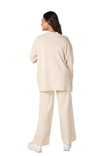 Load image into Gallery viewer, Cosy Airport Ready Coord Set full sleeve off white lounge wear featured