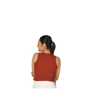 Load image into Gallery viewer, Hosiery Blouse- Sleeveless - Rust - Blouse featured