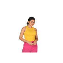 Load image into Gallery viewer, Hosiery Blouse- Sleeveless - Mango Yellow - Blouse featured