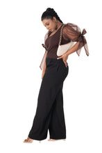 Load image into Gallery viewer, Round neck Blouses with Bow Tied-up Sleeves- Plus Size - Dark Brown - Blouse featured