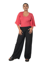 Load image into Gallery viewer, Hosiery Deep Neck Blouses - Butterfly Sleeves - Regular Size - vermilion red - Blouse featured