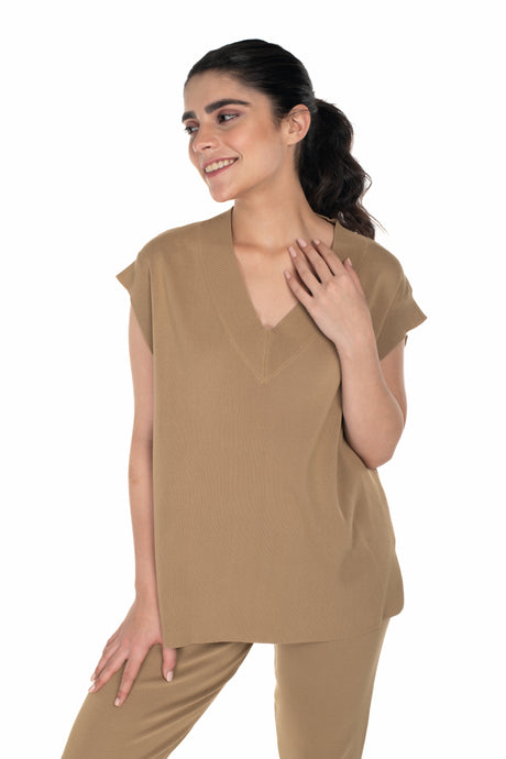 The Essential Co-ord Set Light Brown lounge wear featured