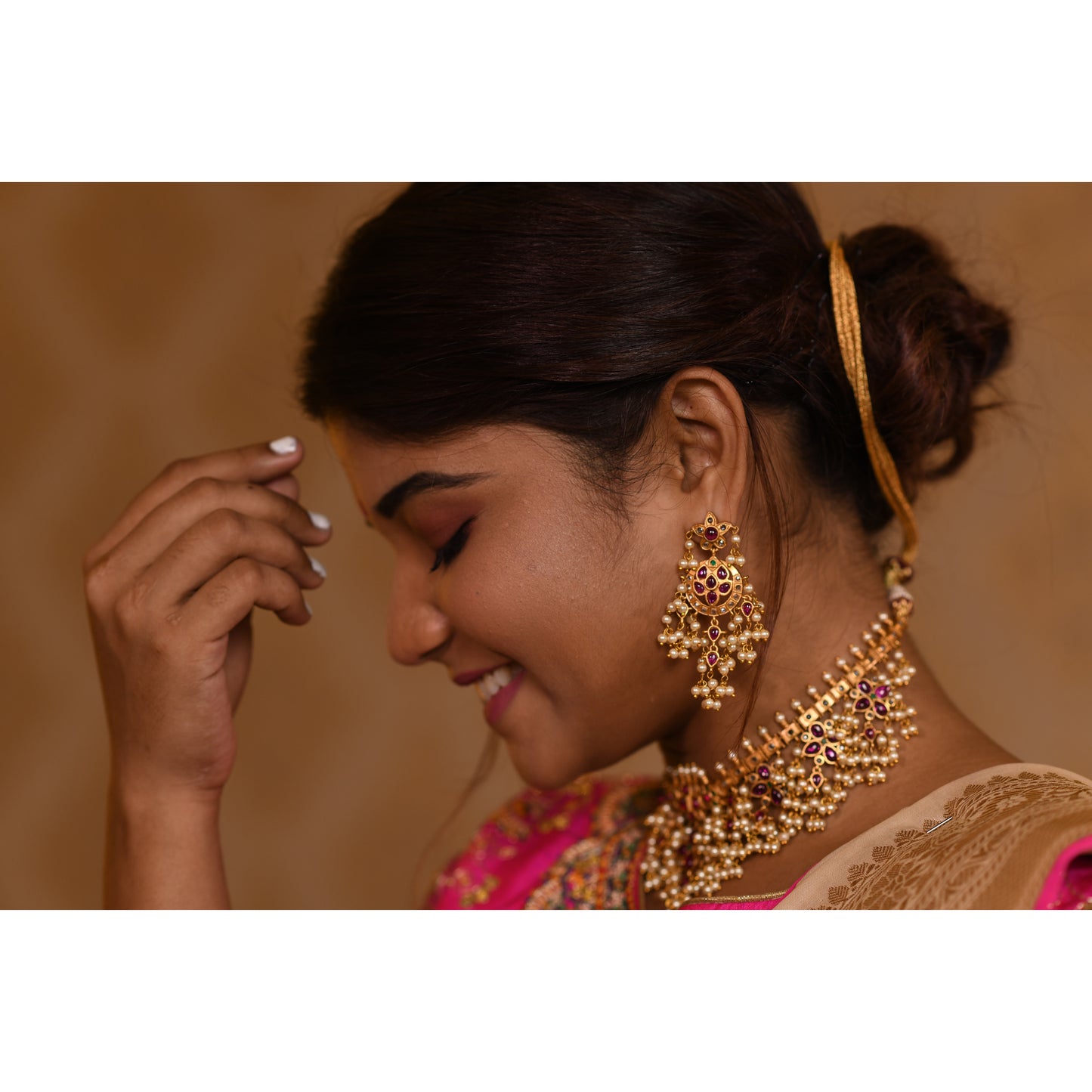 Bright Pink and Ivory Saree with Zari Saree