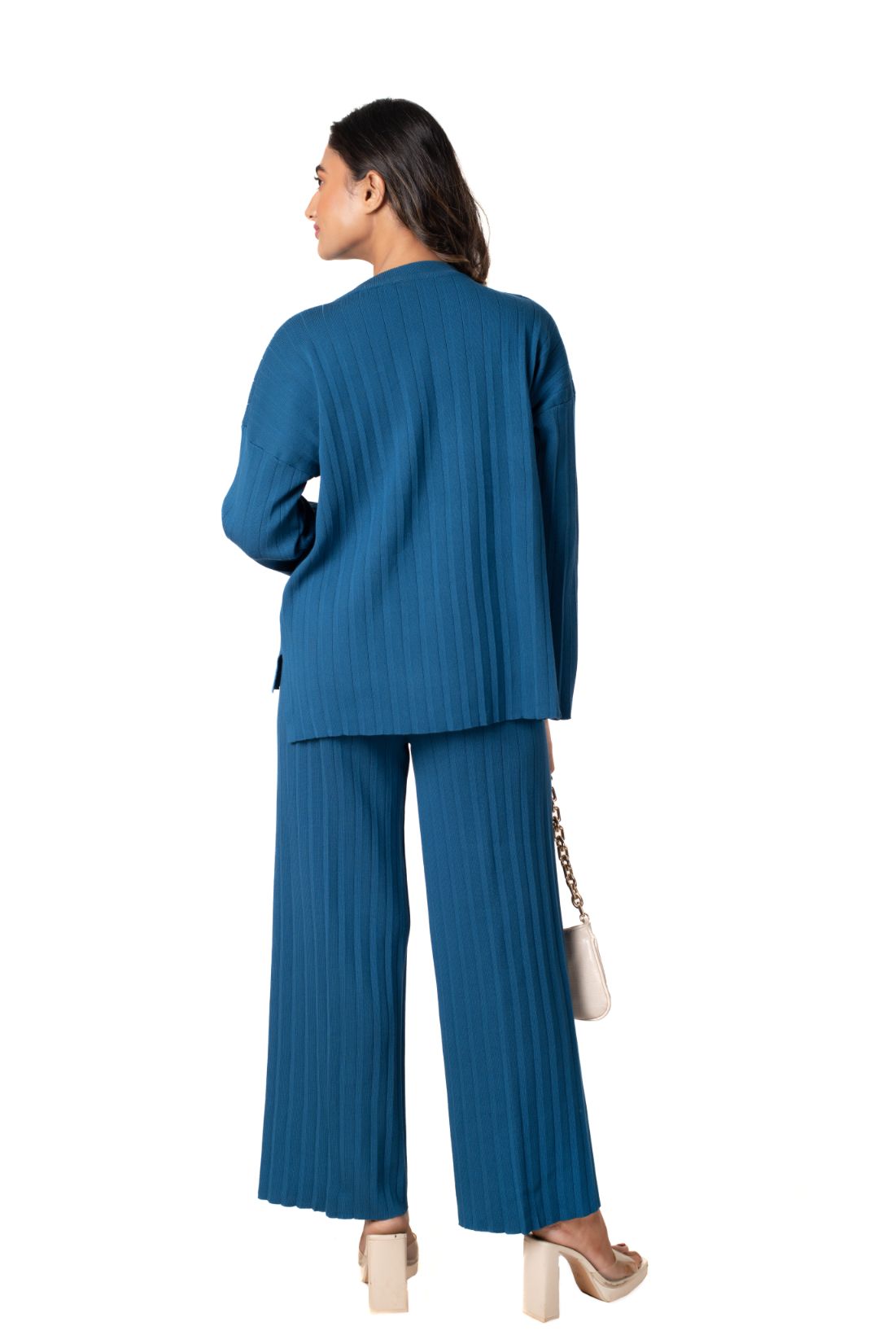 Cosy Classic Divaa Co-ord Set full sleeve azure blue lounge wear featured
