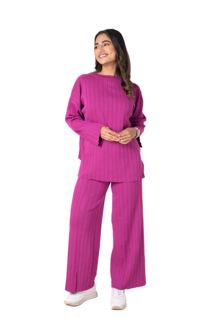 Cosy Classic Divaa Co-ord Set full sleeve pink lounge wear featured