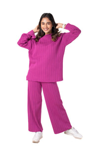 Cosy Classic Divaa Co-ord Set full sleeve pink lounge wear featured