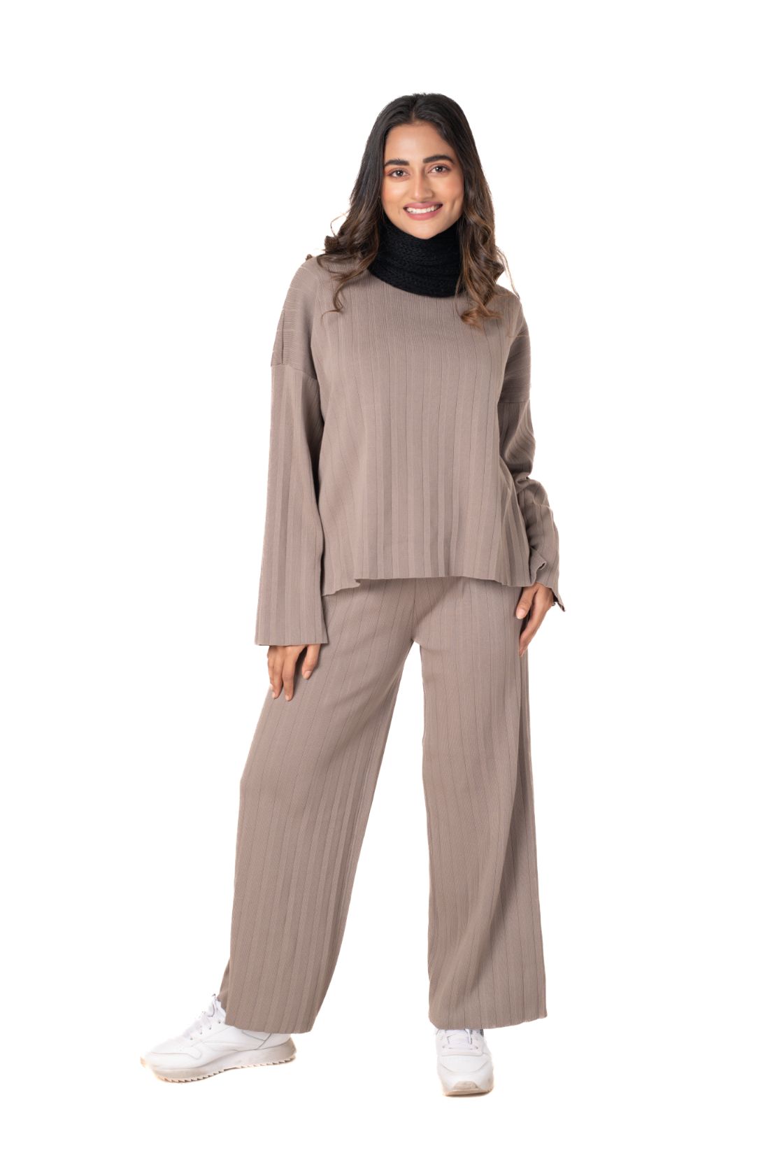 Cosy Classic Divaa Co-ord Set full sleeve light brown lounge wear featured