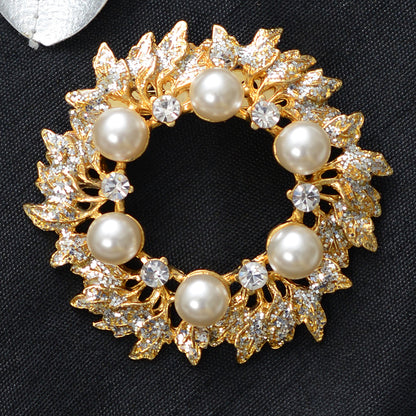 Floral Pearl Stone Studded Brooch Brooch