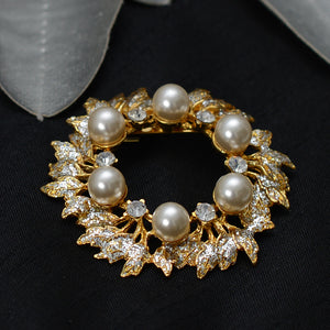 Floral Pearl Stone Studded Brooch Brooch
