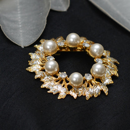 Floral Pearl Stone Studded Brooch Brooch