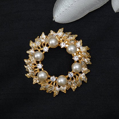 Floral Pearl Stone Studded Brooch Brooch