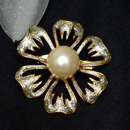 Floral 6 Petal Stone Studded Brooch Brooch
