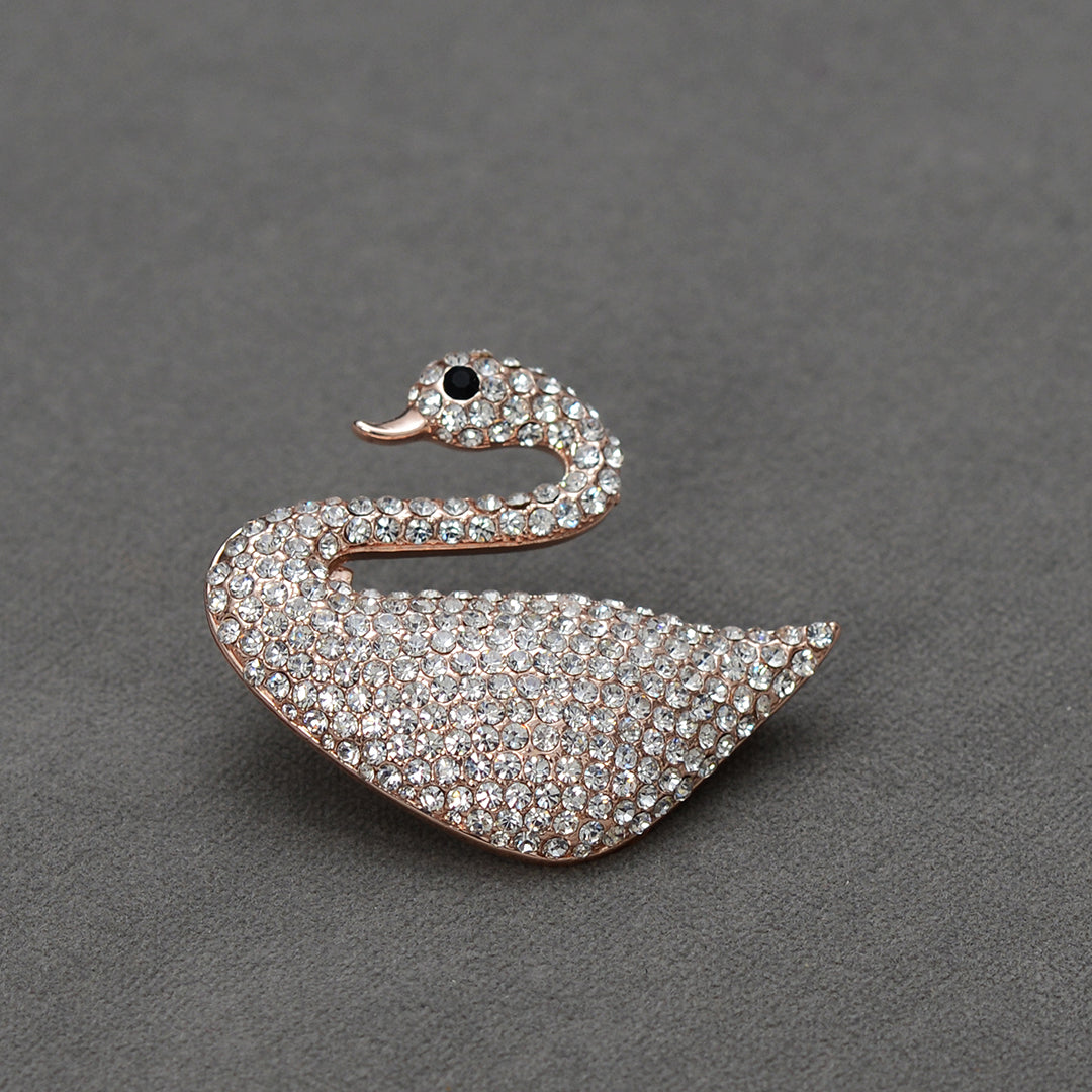 Rose Gold Swaroski Swan Stone studded brooch Brooch