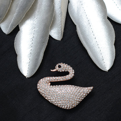 Rose Gold Swaroski Swan Stone studded brooch Brooch