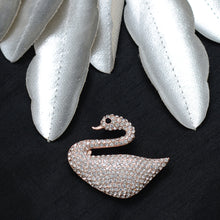 Load image into Gallery viewer, Rose Gold Swaroski Swan Stone studded brooch Brooch