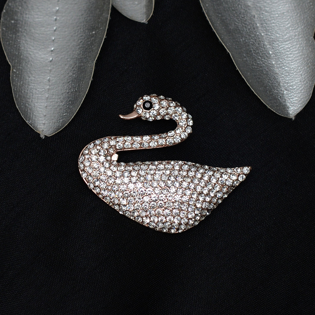 Rose Gold Swaroski Swan Stone studded brooch Brooch