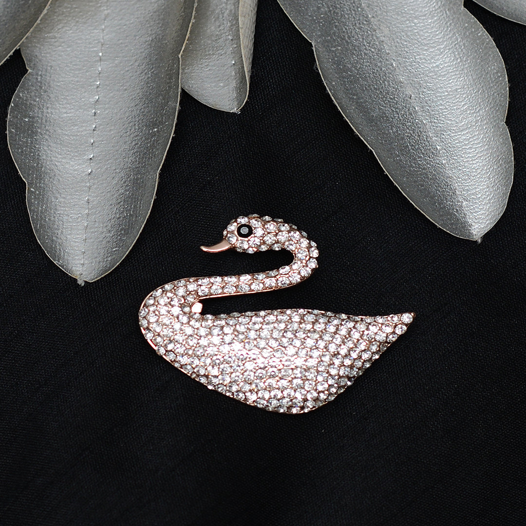 Rose Gold Swaroski Swan Stone studded brooch Brooch