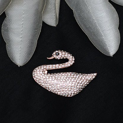 Rose Gold Swaroski Swan Stone studded brooch Brooch