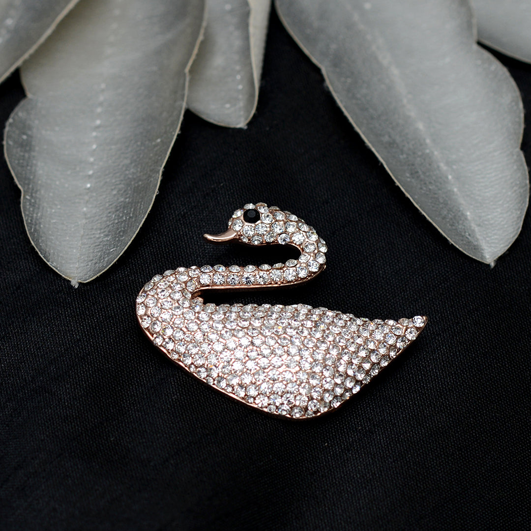 Rose Gold Swaroski Swan Stone studded brooch Brooch