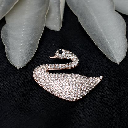 Rose Gold Swaroski Swan Stone studded brooch Brooch
