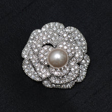 Load image into Gallery viewer, Floral Single Pearl Stone Studded Brooch Brooch