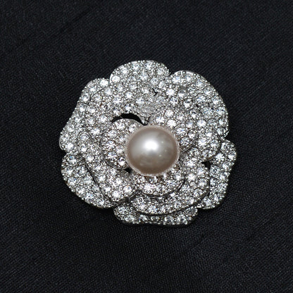 Floral Single Pearl Stone Studded Brooch Brooch