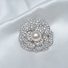 Load image into Gallery viewer, Floral Single Pearl Stone Studded Brooch Brooch