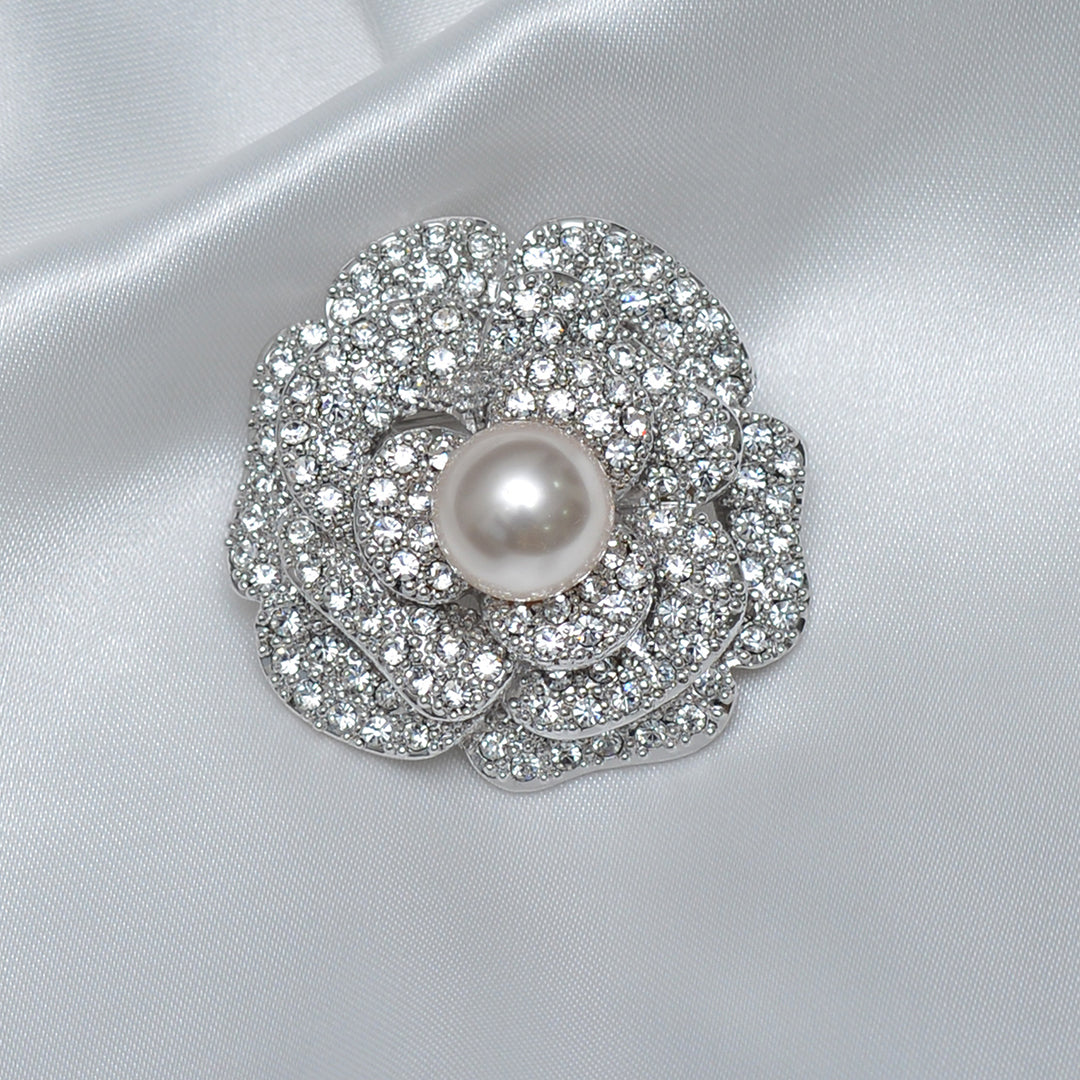 Floral Single Pearl Stone Studded Brooch Brooch