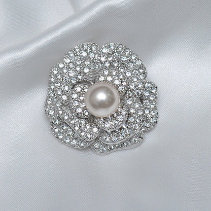 Floral Single Pearl Stone Studded Brooch Brooch