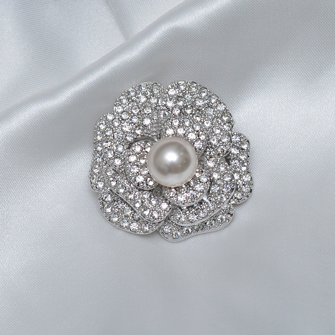 Floral Single Pearl Stone Studded Brooch Brooch