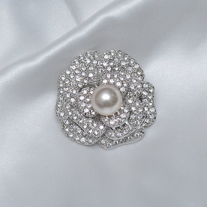 Floral Single Pearl Stone Studded Brooch Brooch