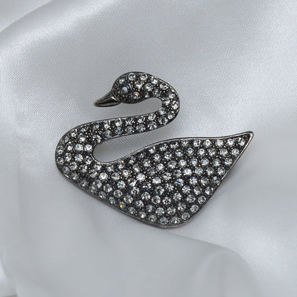 Black Swaroski Swan Stone Studded Brooch Brooch