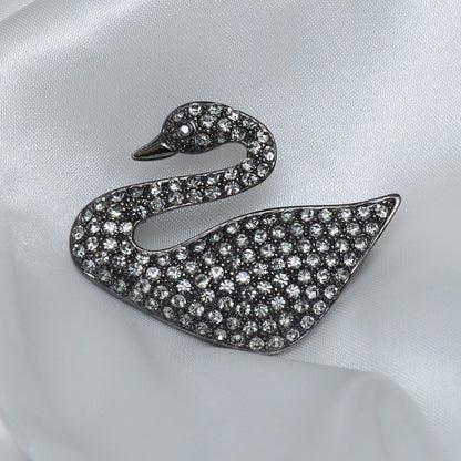 Black Swaroski Swan Stone Studded Brooch Brooch