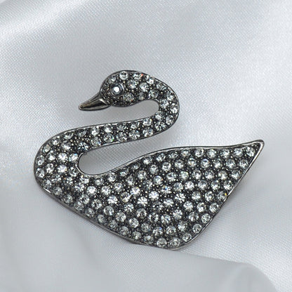 Black Swaroski Swan Stone Studded Brooch Brooch