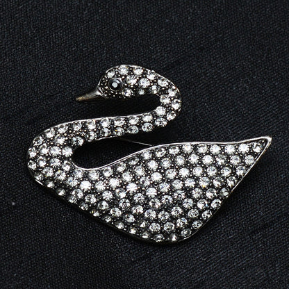 Black Swaroski Swan Stone Studded Brooch Brooch