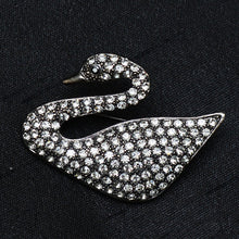 Load image into Gallery viewer, Black Swaroski Swan Stone Studded Brooch Brooch