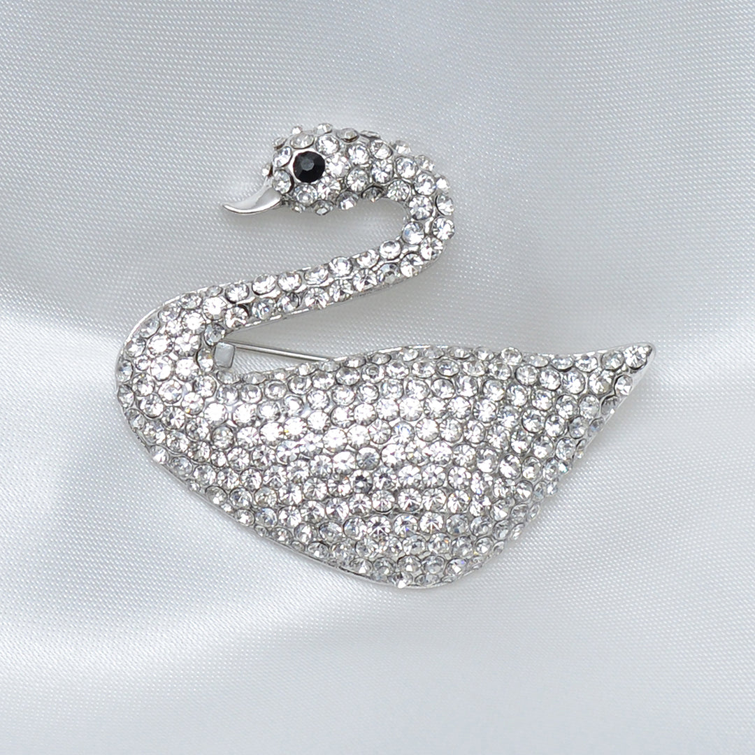 White Swan Stone Studded Brooch Brooch