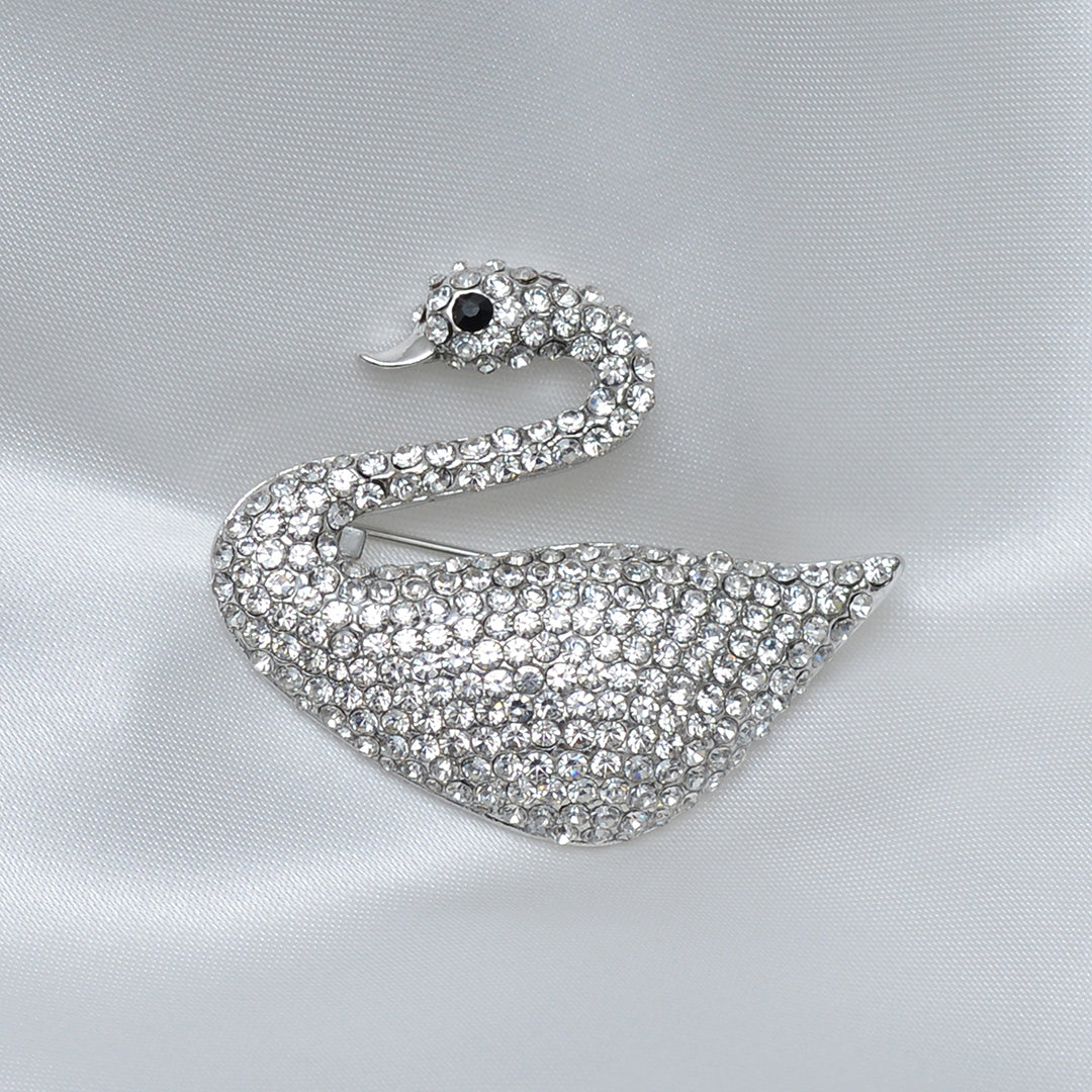 White Swan Stone Studded Brooch Brooch