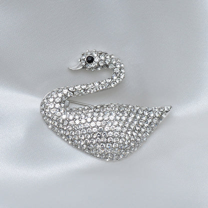 White Swan Stone Studded Brooch Brooch