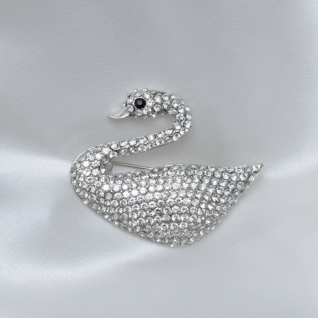 White Swan Stone Studded Brooch Brooch
