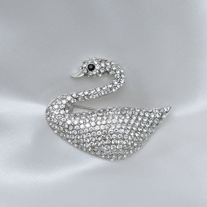 White Swan Stone Studded Brooch Brooch