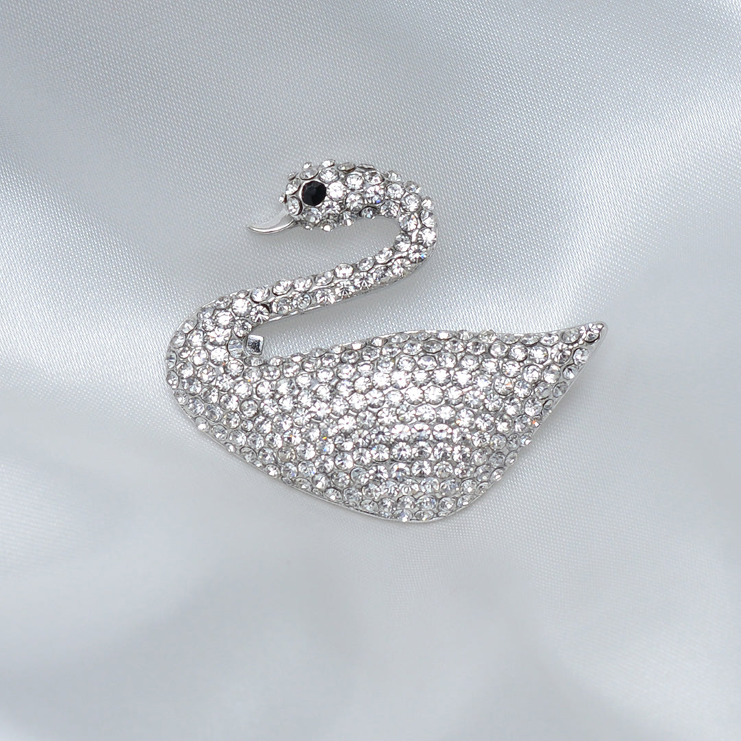 White Swan Stone Studded Brooch Brooch