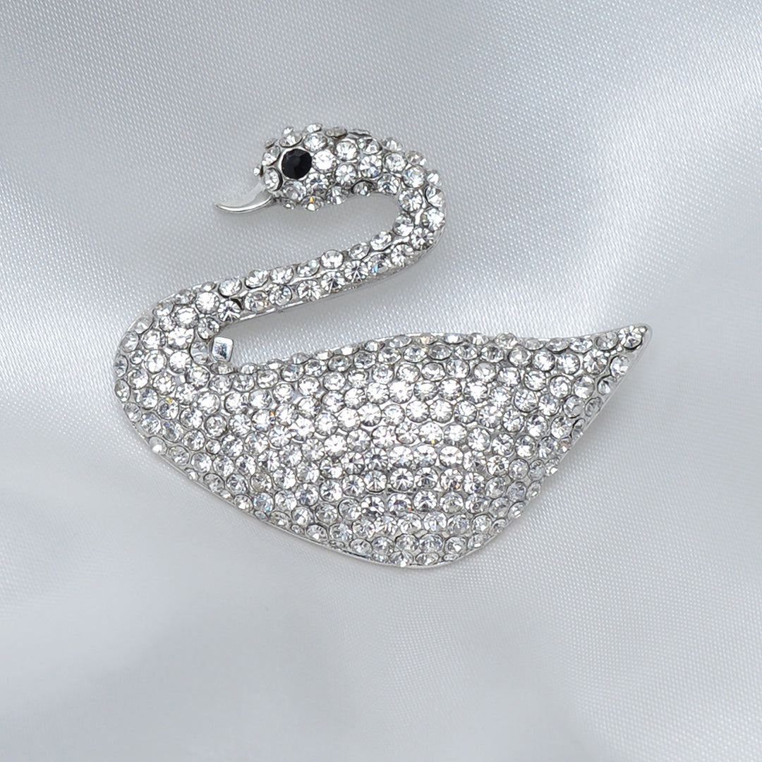 White Swan Stone Studded Brooch Brooch