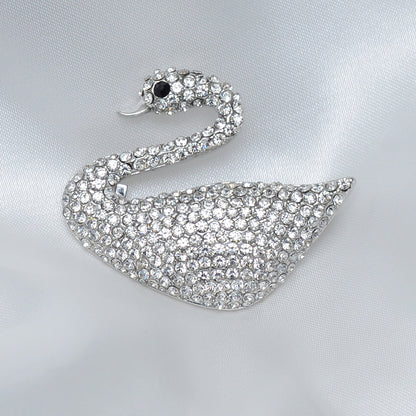 White Swan Stone Studded Brooch Brooch