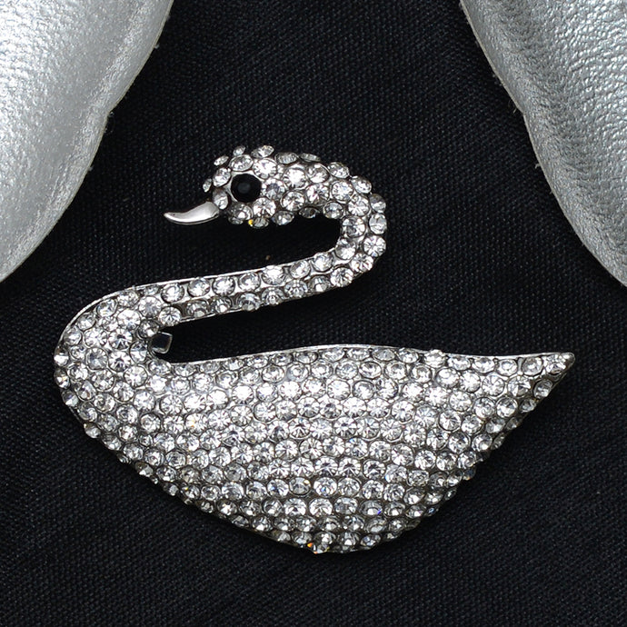 White Swan Stone Studded Brooch Brooch