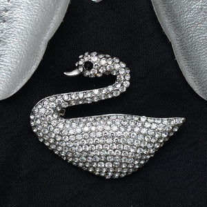 White Swan Stone Studded Brooch Brooch