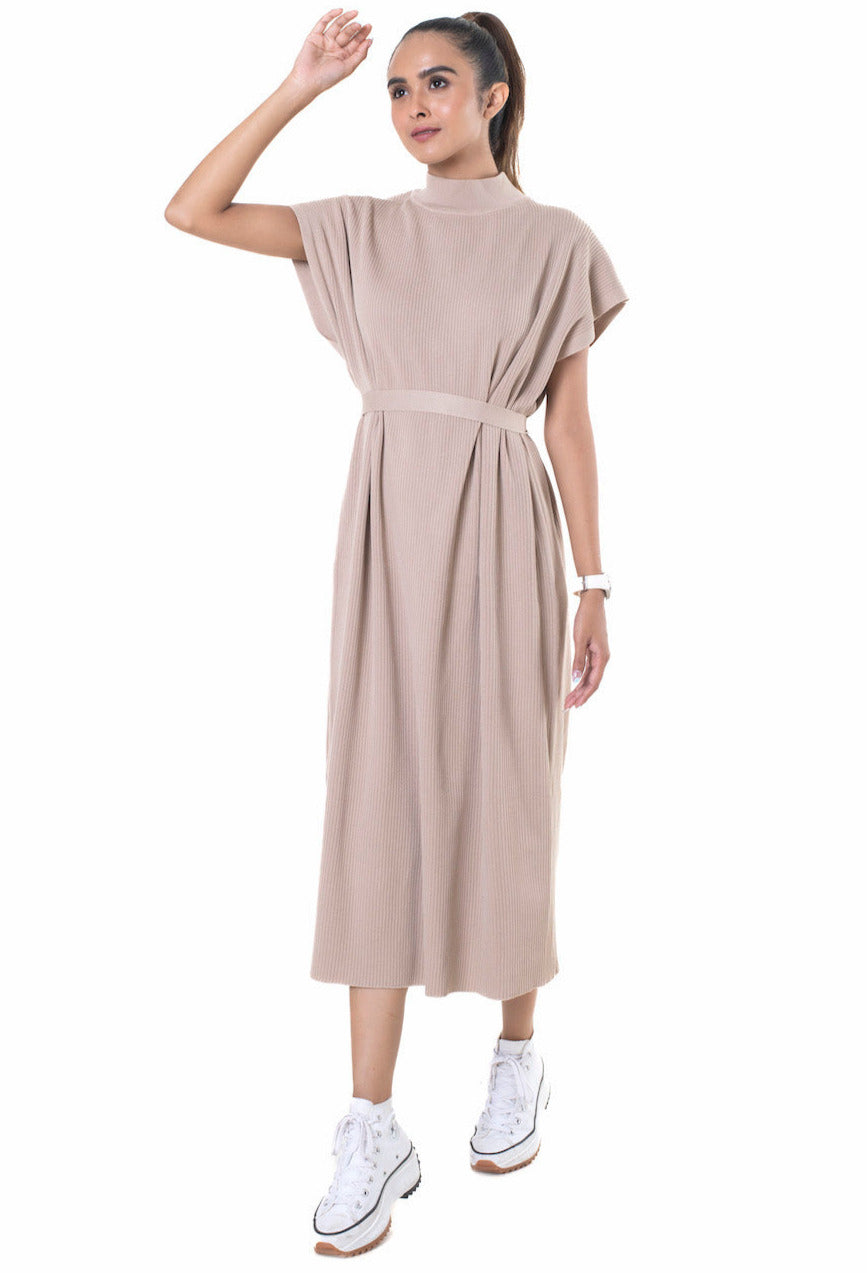 Vintage Knitted Maxi Dress light brown lounge wear featured