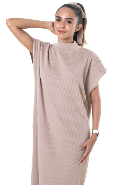 Vintage Knitted Maxi Dress light brown lounge wear featured