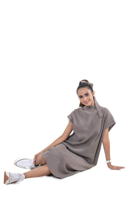 Vintage Knitted Maxi Dress dark brown lounge wear featured