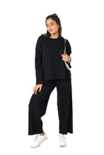 Load image into Gallery viewer, Cosy Classic Divaa Co-ord Set full sleeve black lounge wear featured